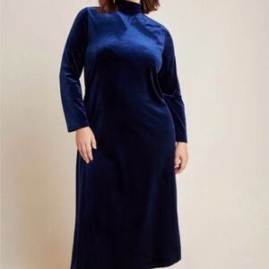 Anthropologie Amadi 2X Elegant Navy Velvet Dress